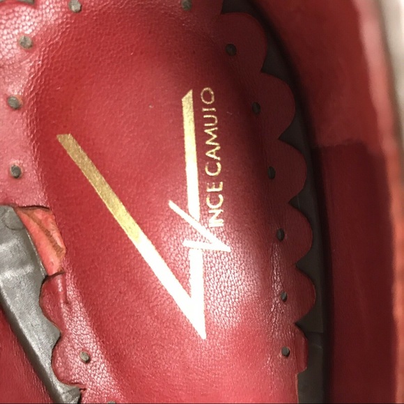 Vince Camuto Womens Brown & Red Heels Peep Toe 8B - Picture 7 of 9